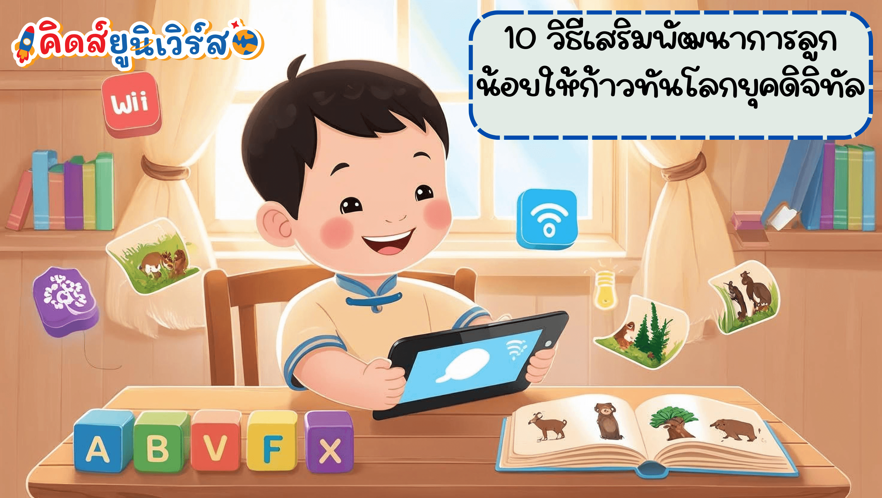 Cover Image for 10 วิธีเสริมพัฒนาการลูกน้อยให้ก้าวทันโลกยุคดิจิทัล
